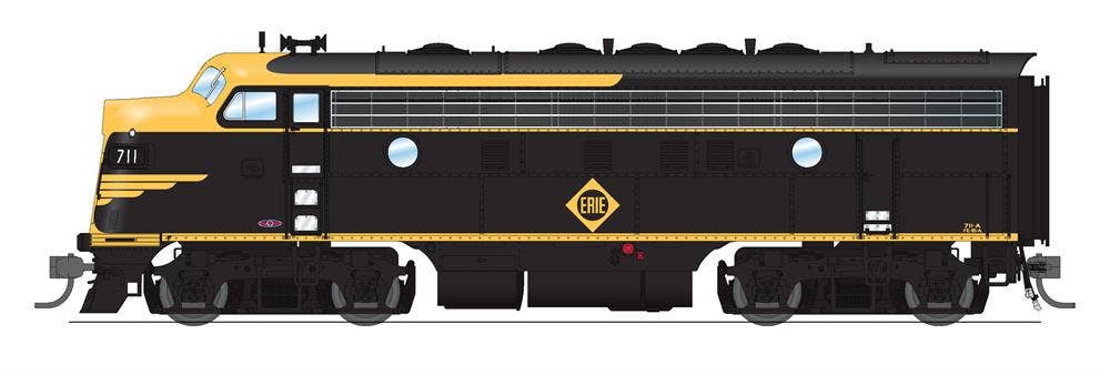 Broadway Limited #6684 EMD F7A ERIE 711D Black & Yellow Paragon4 Sound/DC/DCC
