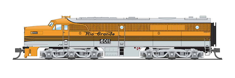 Broadway Limited #3842 Alco PA/PB Set D&RGW #6011/6012 Grande Gold w/ Black Stripes A-unit w/Sound/DC/DCC Unpowered B